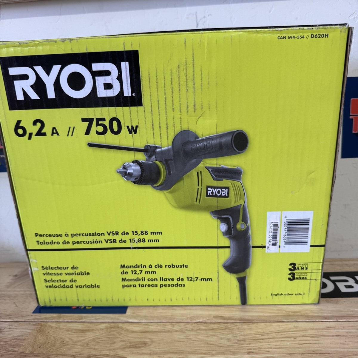 Ryobi D620H 6.2 Amp CORDED 5/8 in VSR Hammer Drill New Sealed