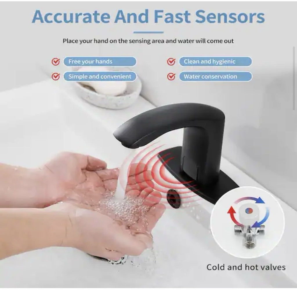 BWE A-918106-B Automatic Sensor Touchless Bathroom Sink Faucet Matte Black (2 available)