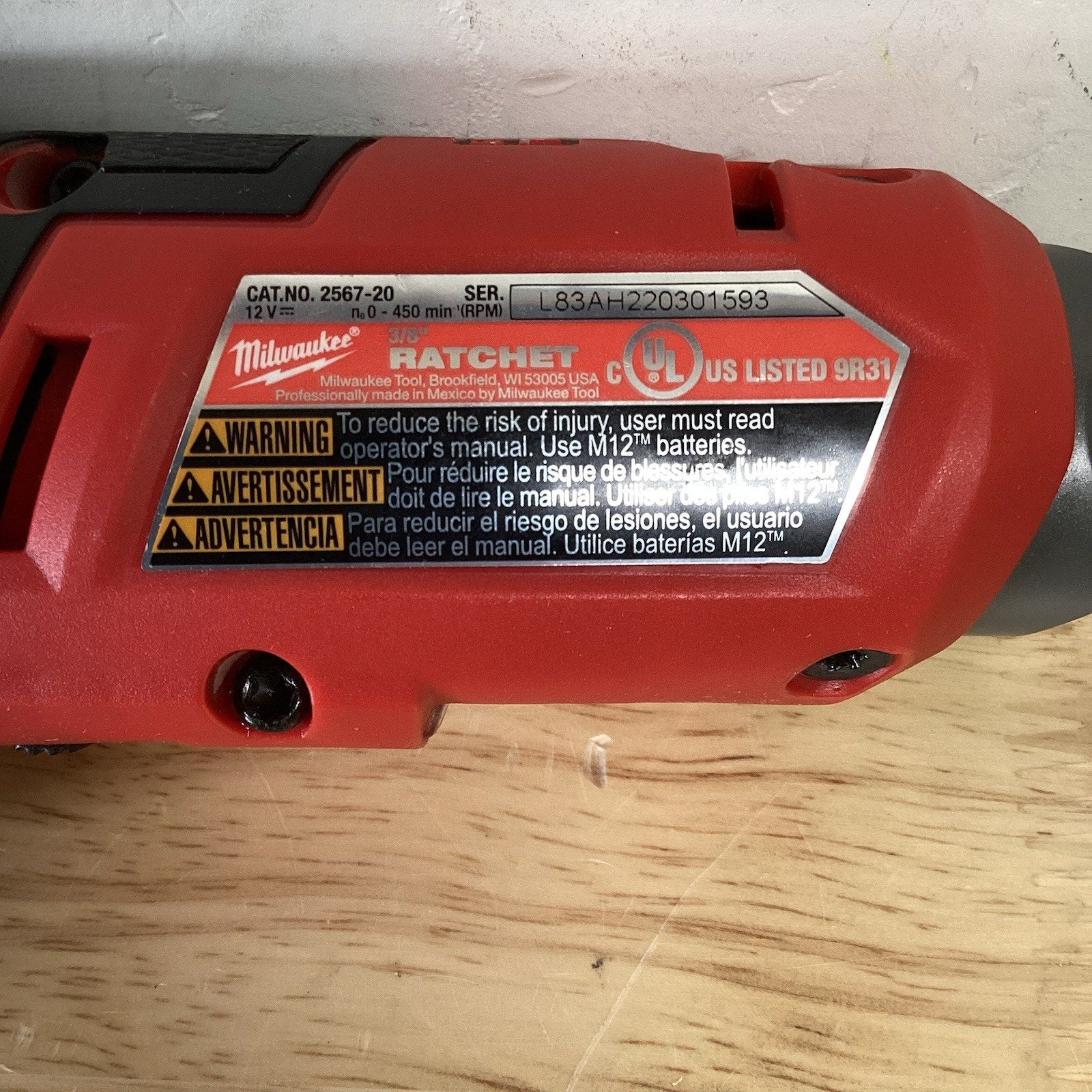Milwaukee 2567-20 12V High Speed Ratchet - Red