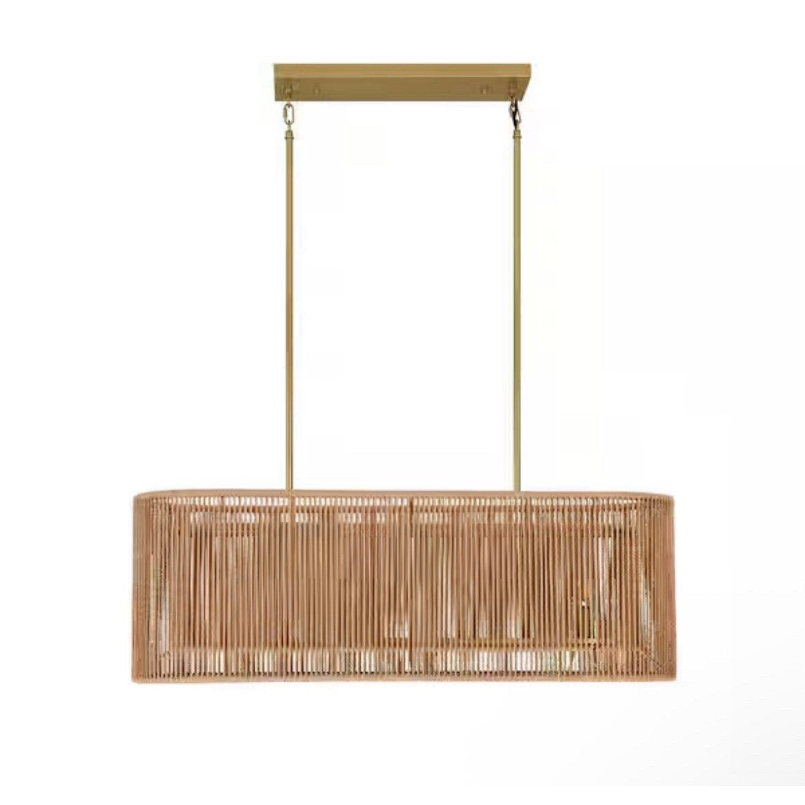 PAKOKULA Boho 4-Light Painted Gold Finish Farmhouse Rectangle Chandelier