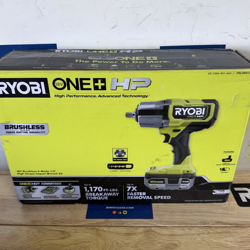 Ryobi PBLIW01K1 18V ONE+ HP Impact Wrench Kit 4Ah Battery Charger Tested