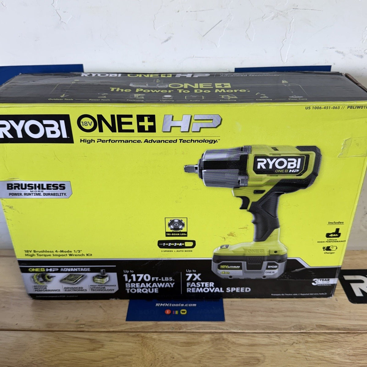 Ryobi PBLIW01K1 18V ONE+ HP Impact Wrench Kit 4Ah Battery Charger Tested