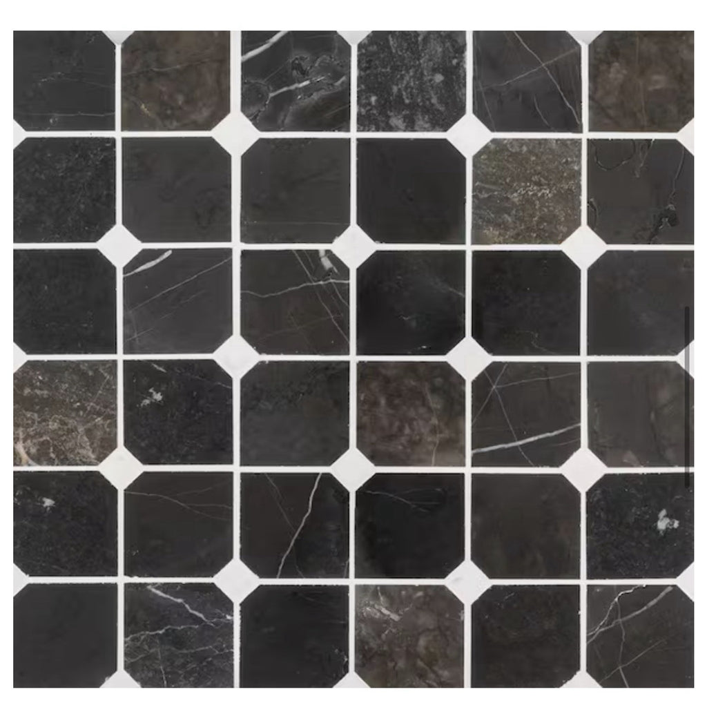 Fortune Black 11.625 in. x 11.625 in. Polished Black/White 39 Pieces MSRP $500+