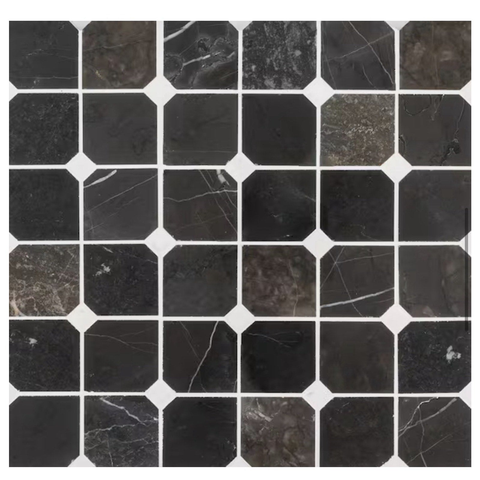 Fortune Black 11.625 in. x 11.625 in. Polished Black/White 39 Pieces MSRP $500+