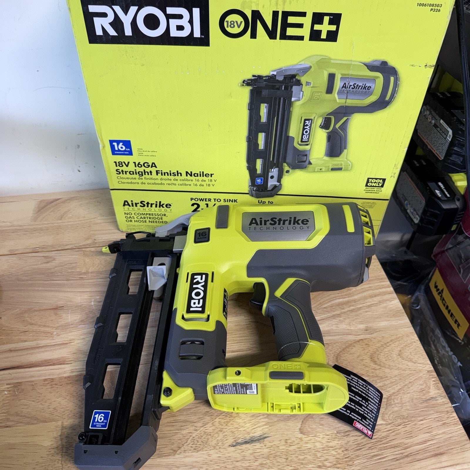 Ryobi ONE+ 18V 16-Gauge Cordless AirStrike Finish Nailer (Tool Only)