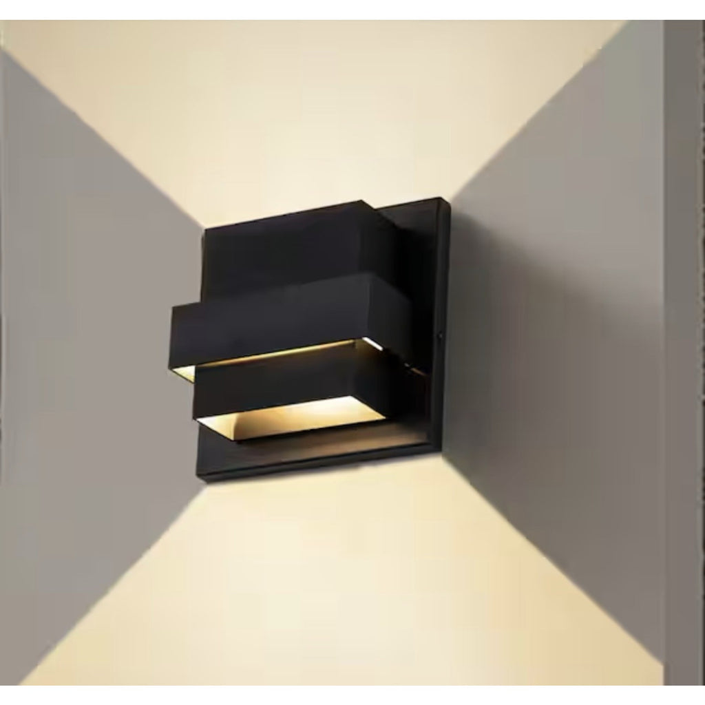 Laplusbelle 2-Light LED Wall Lantern Sconce Matte Black LA2142-W