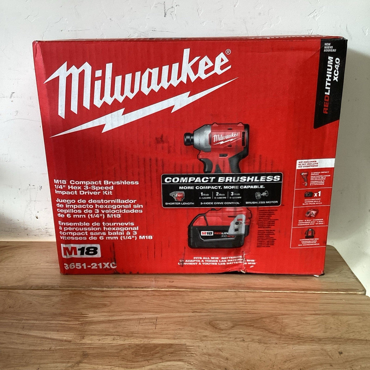 Milwaukee 3651-21XC M18 BRUSHLESS 1/4" Impact Driver XC4.0 Battery Kit 3651-20