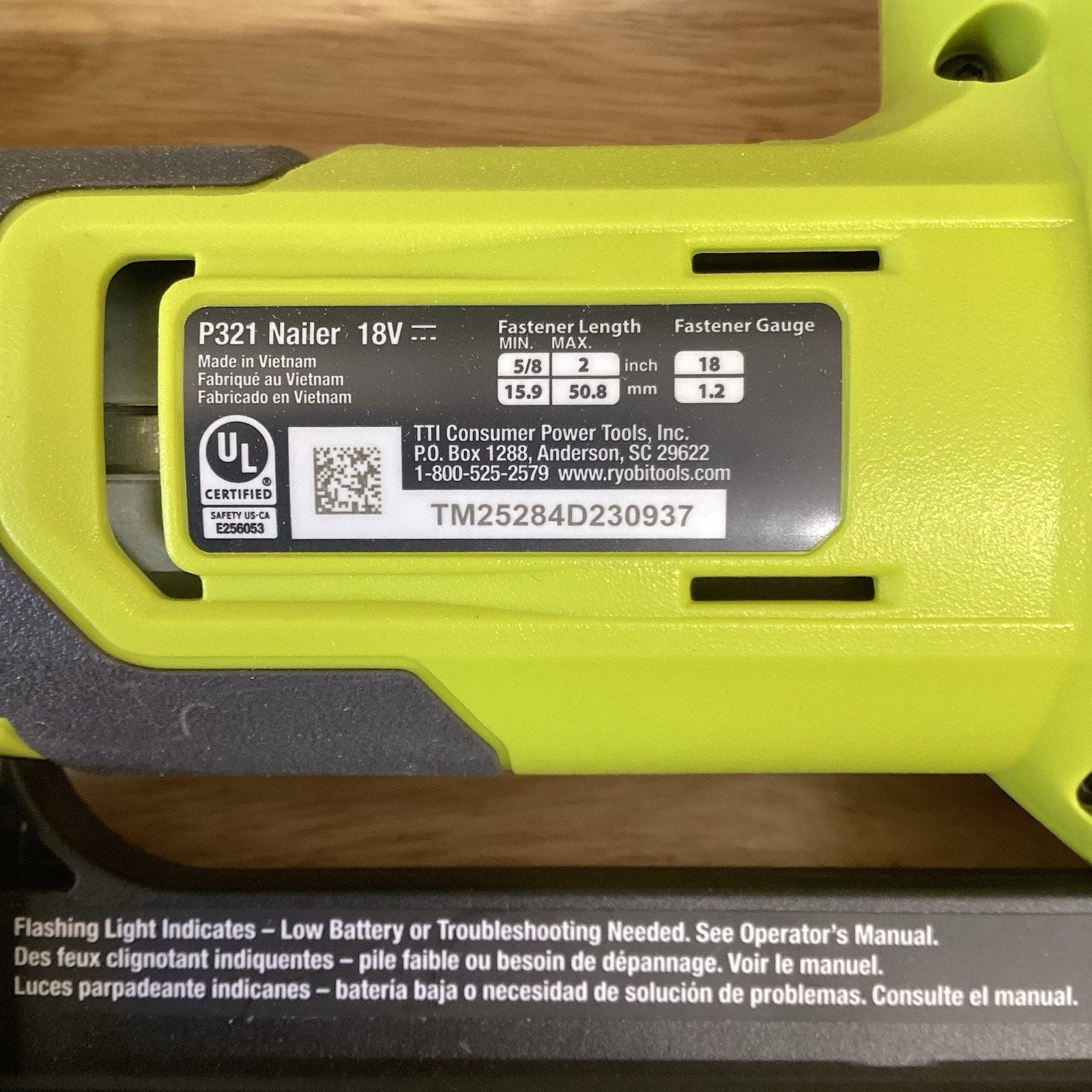 Ryobi 18V Ryobi ONE+ 18-Gauge Cordless Airstrike Brad Nailer (Tool Only) P321