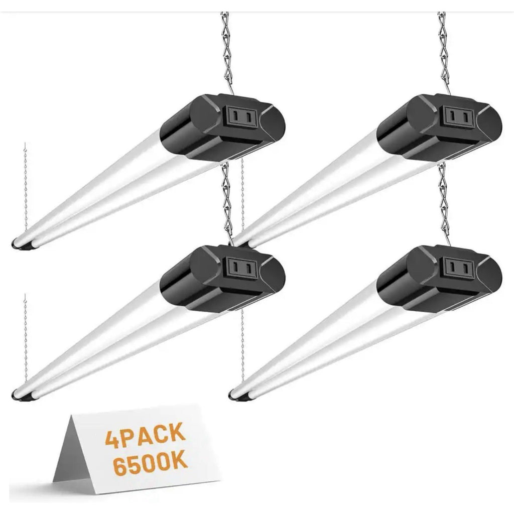 4Ft 250-Watt Equivalent T8 LED Black Shop Light for Garage (4-Pack), 4400Lm, 650