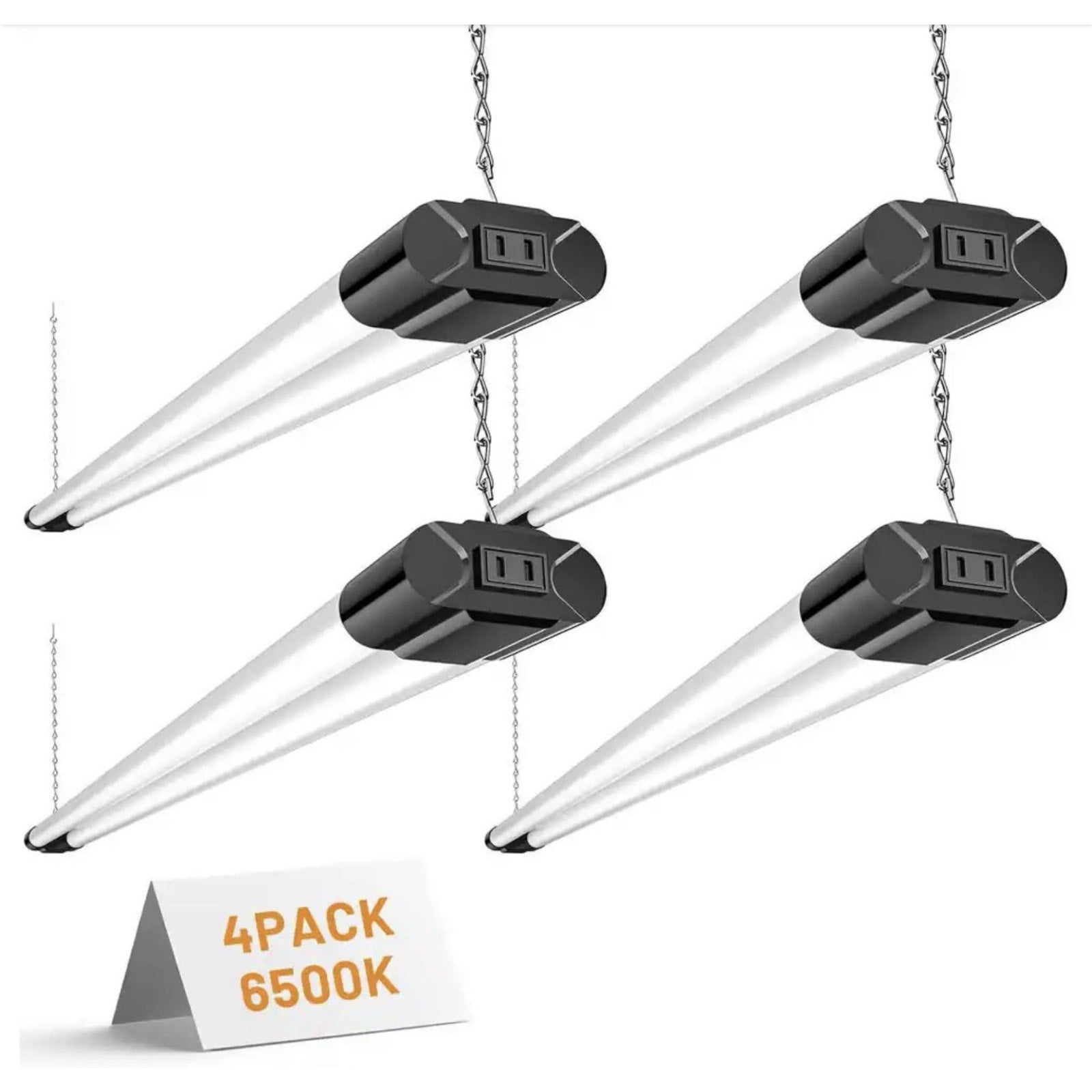 4Ft 250-Watt Equivalent T8 LED Black Shop Light for Garage (4-Pack), 4400Lm, 650