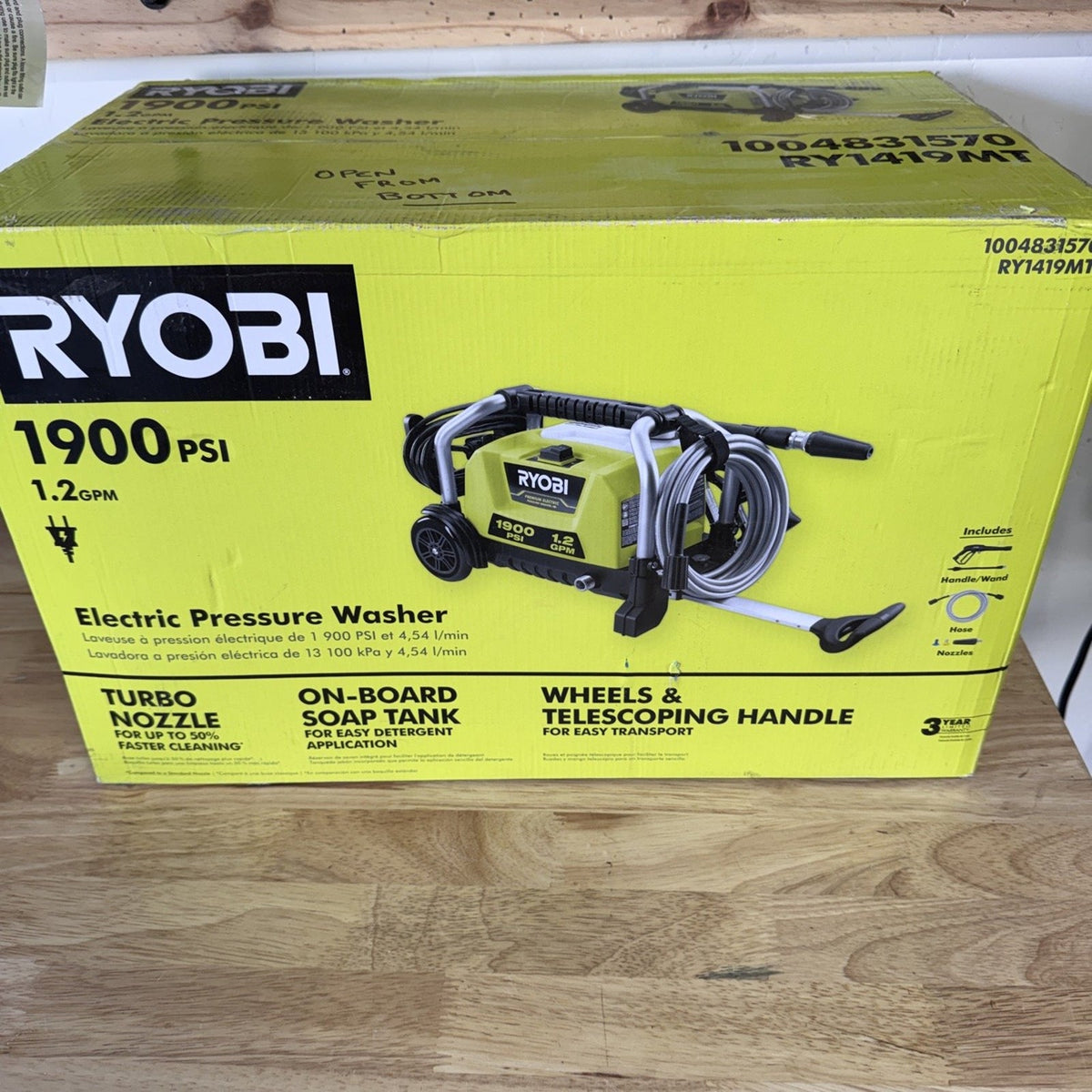 Ryobi RY1419MT CORDED 1900 PSI Electric Pressure Washer Tested Complete