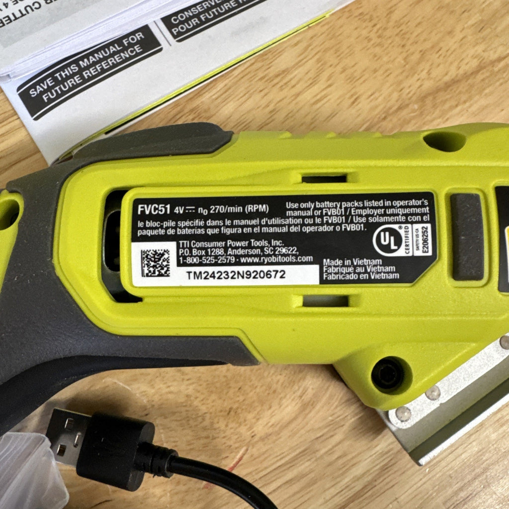 RYOBI USB LITHIUM 3-TOOL CORDLESS COMBO KIT W/ BATTERY & CHARGING CABLE FVK101K1