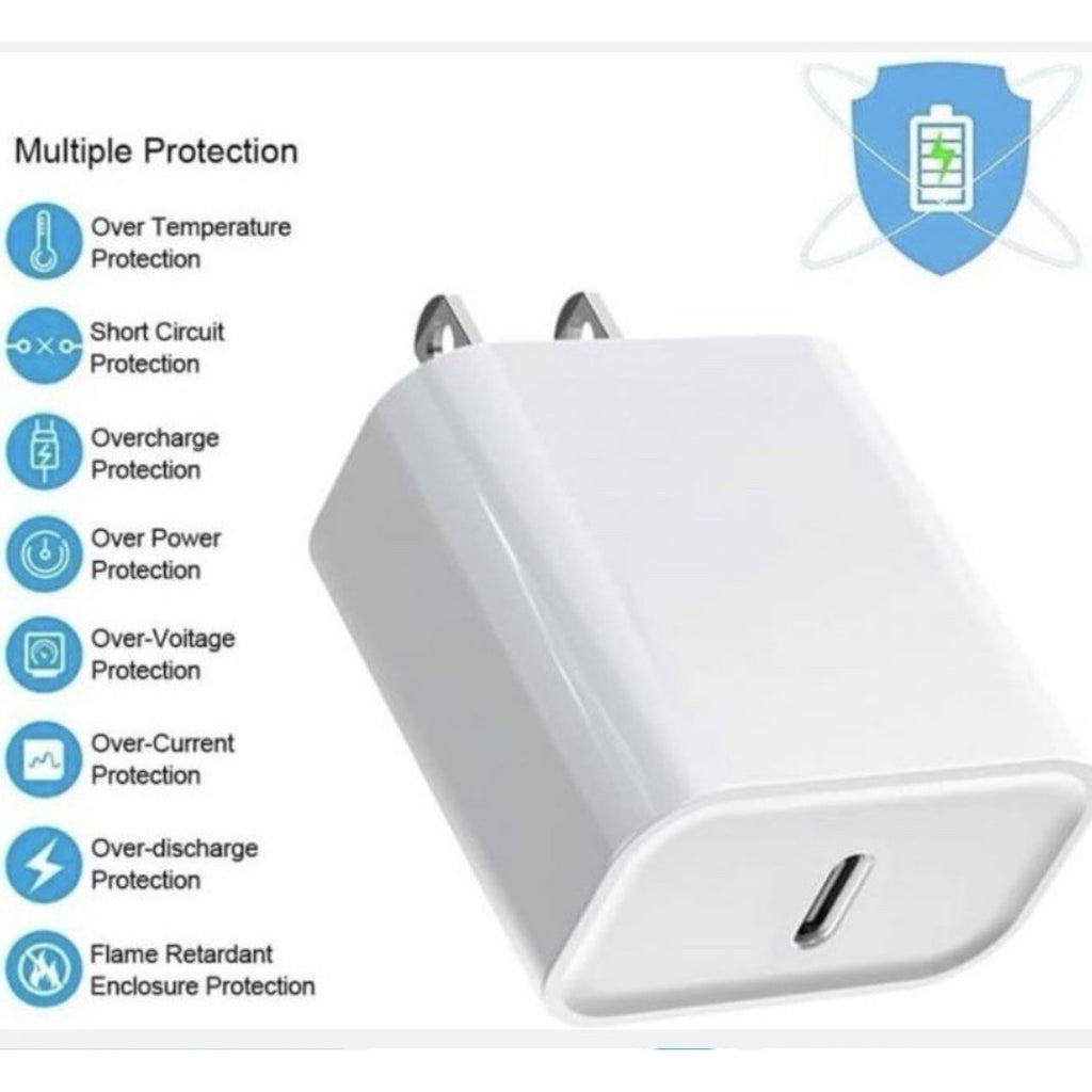 Universal 20w USB-C charger block and 3ft cable