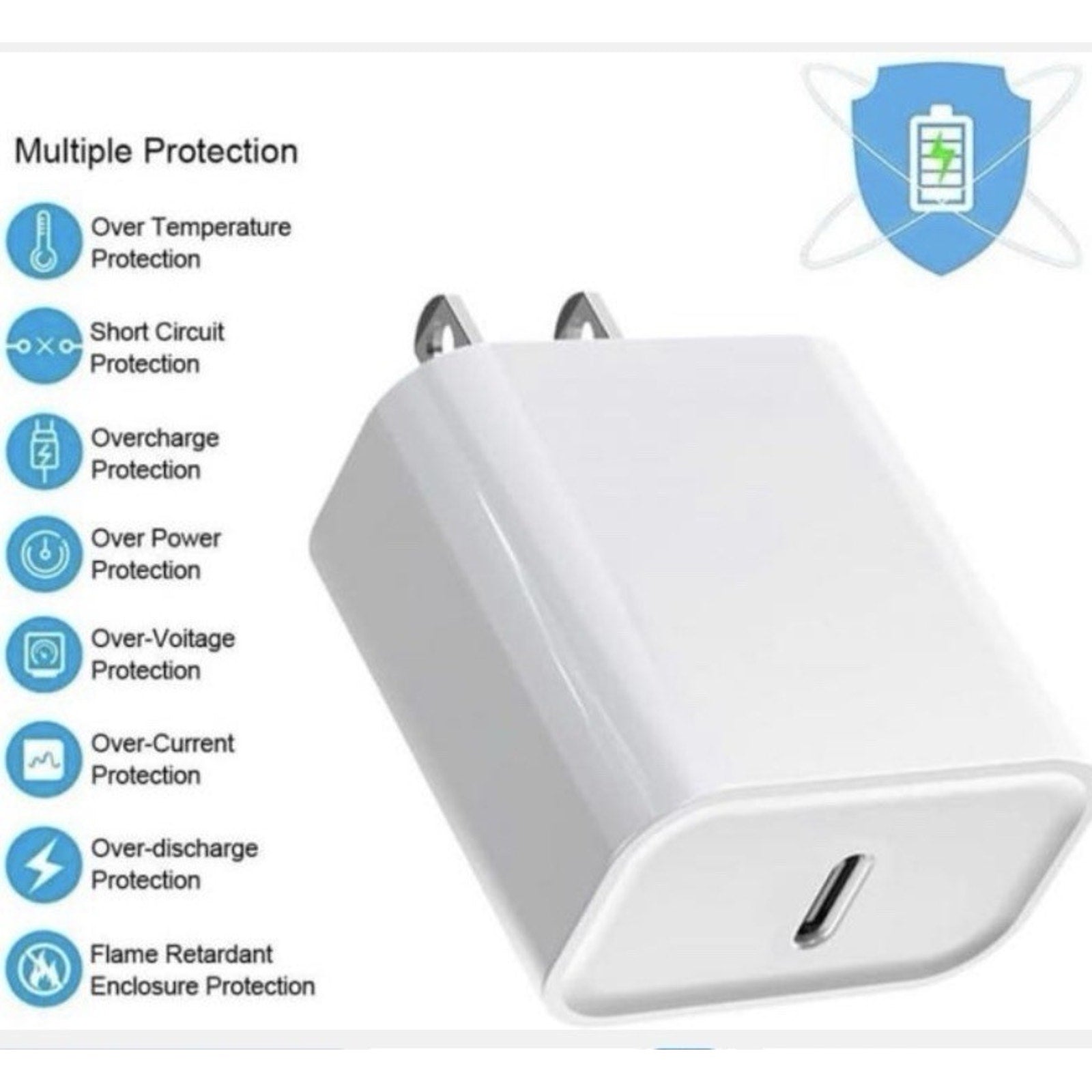 Universal 20w USB-C charger block and 3ft cable