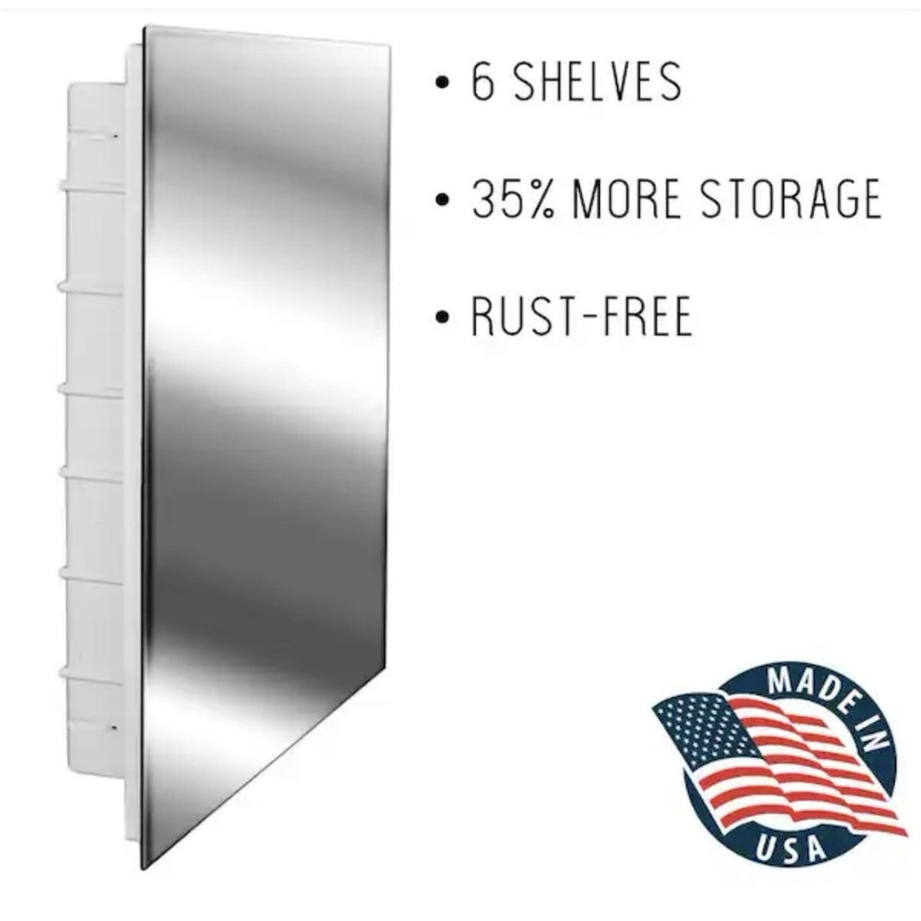ZACA SPACECAB Vega 16.5" x 26.5" x 3-1/2" Frameless Recessed Medicine Cabinet