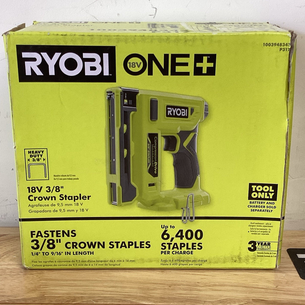 Ryobi P317 18V ONE+ Cordless Compression Drive 3/8 inch Crown Stapler TOOL ONLY