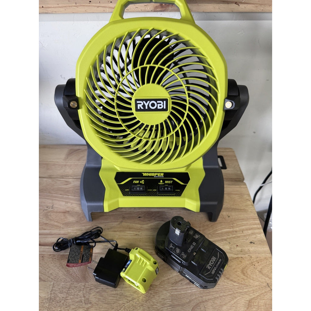 RYOBI ONE+ 18V Bucket Top Misting Fan Kit PCL851K Battery Charger OB