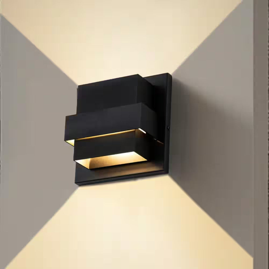 Laplusbelle 2-Light LED Wall Lantern Sconce Matte Black LA2142-W