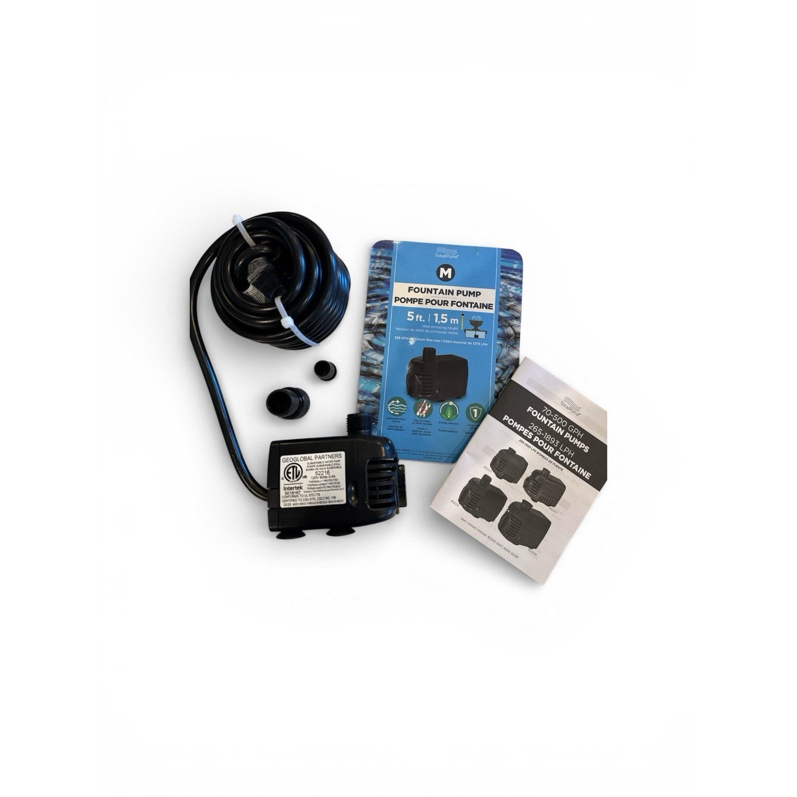 TOTALPOND 52216 Black 300 GPH Quiet Operation Compact Submersible Fountain Pump