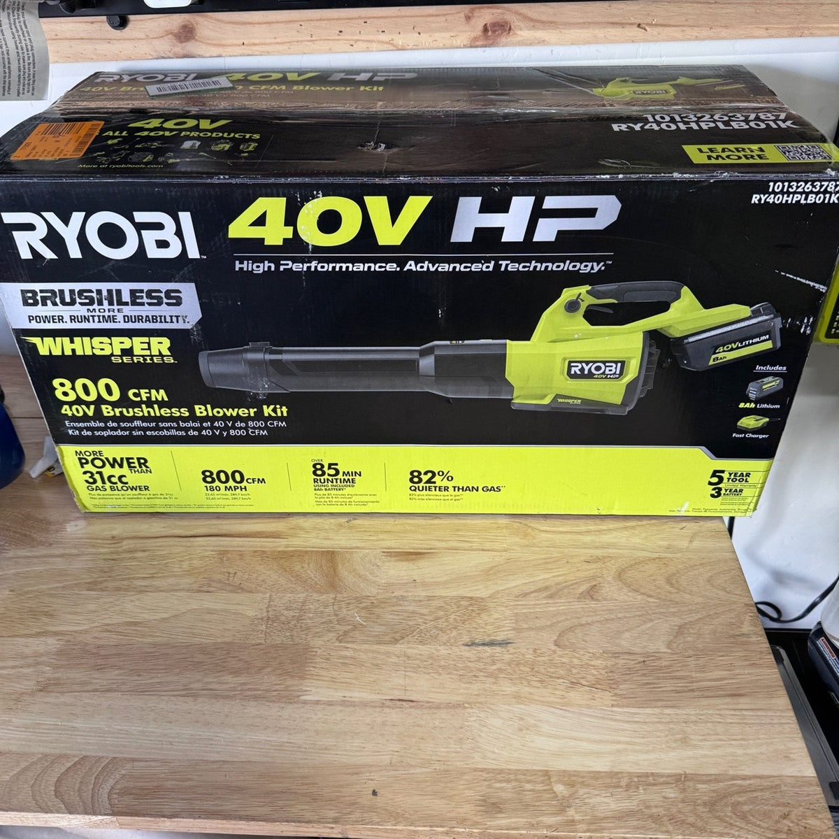 Ryobi RY40HPLB01K 40V HP 800 CFM Blower Kit 8.0Ah Battery Charger Tested