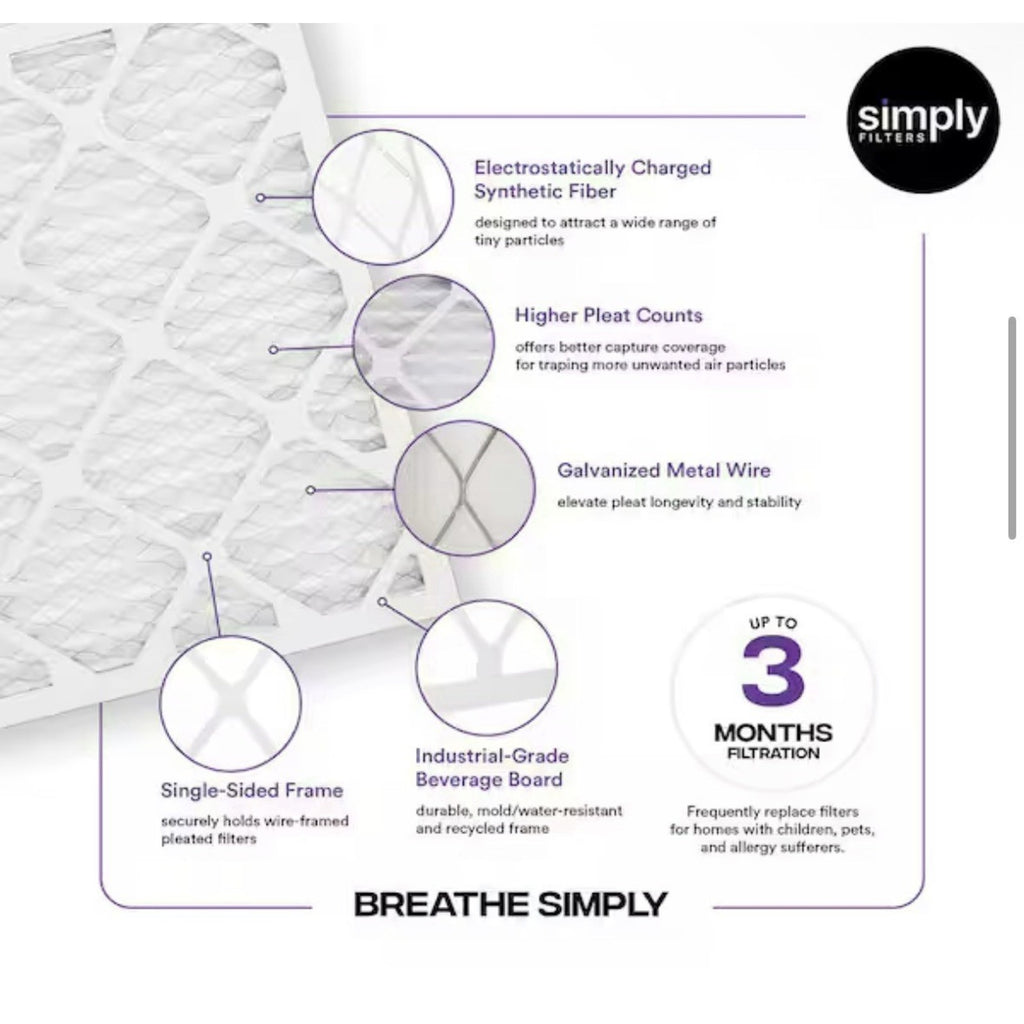 Simply 24 in. x 24 in. x 1 in. MERV 13 FPR 10-Pleated Furnace Air Filter 6 Pack