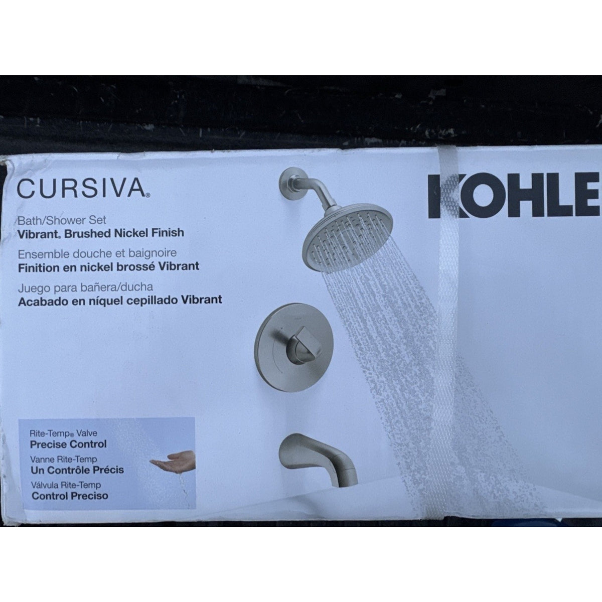 KOHLER Cursiva Bath Shower Set Vibrant Brushed Nickel Rite-Temp - New