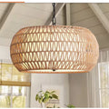 Ecogleam 19in 5-Light Black Bohemian Chandelier Rattan Boho OB
