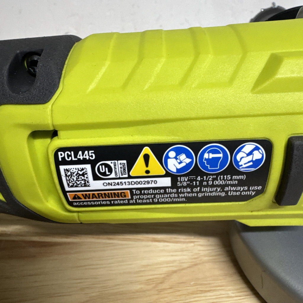 Ryobi ONE+ 18V Cordless 4-1/2 in. Angle Grinder - Tool Only (PCL445B)