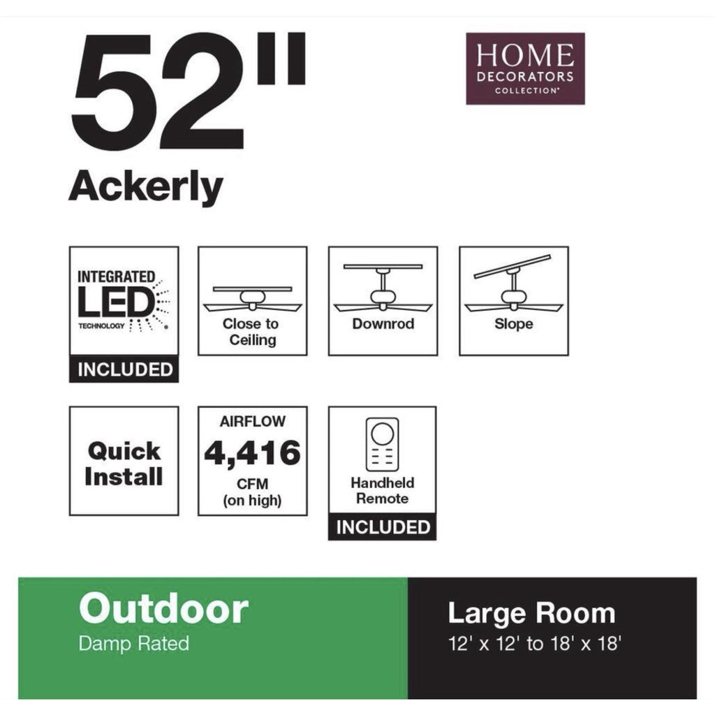 Home Decorators Collection Ackerly 52" LED Natural Iron Ceiling Fan (56014)