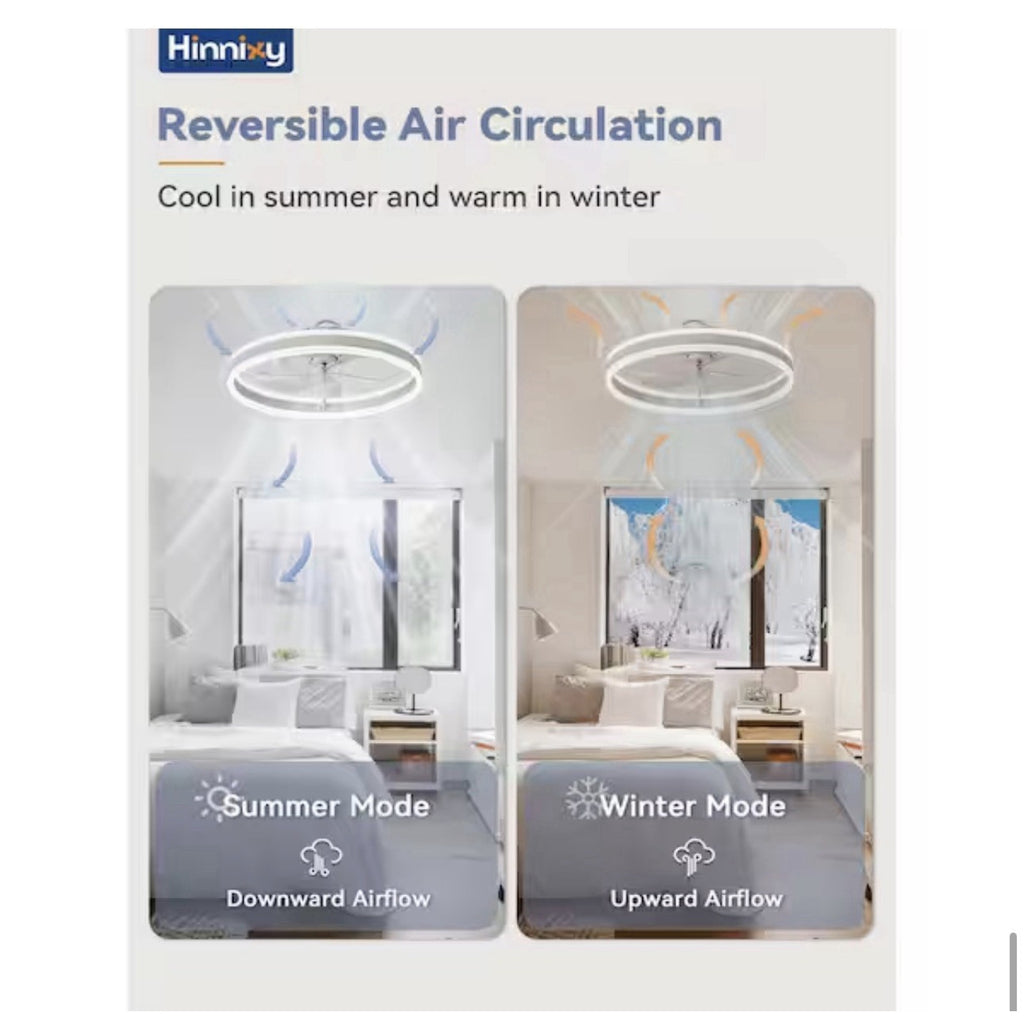HINNIXY 20 in. Smart Indoor Matte White Fan