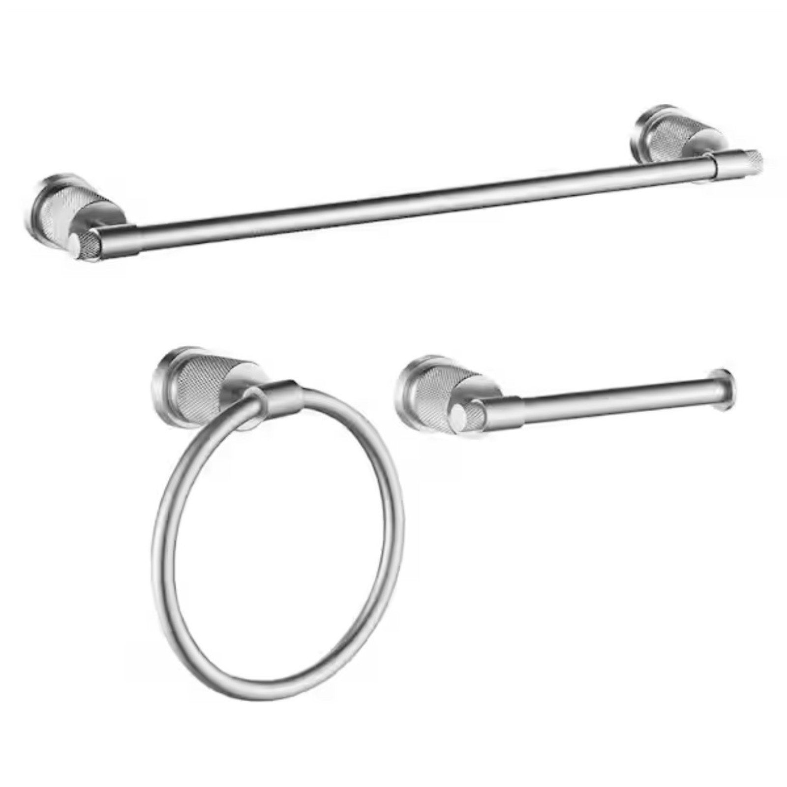 FORIOUS Bathroom Accessories Set 3-pack Towel Ring Towel Bar Toilet Paper Holder