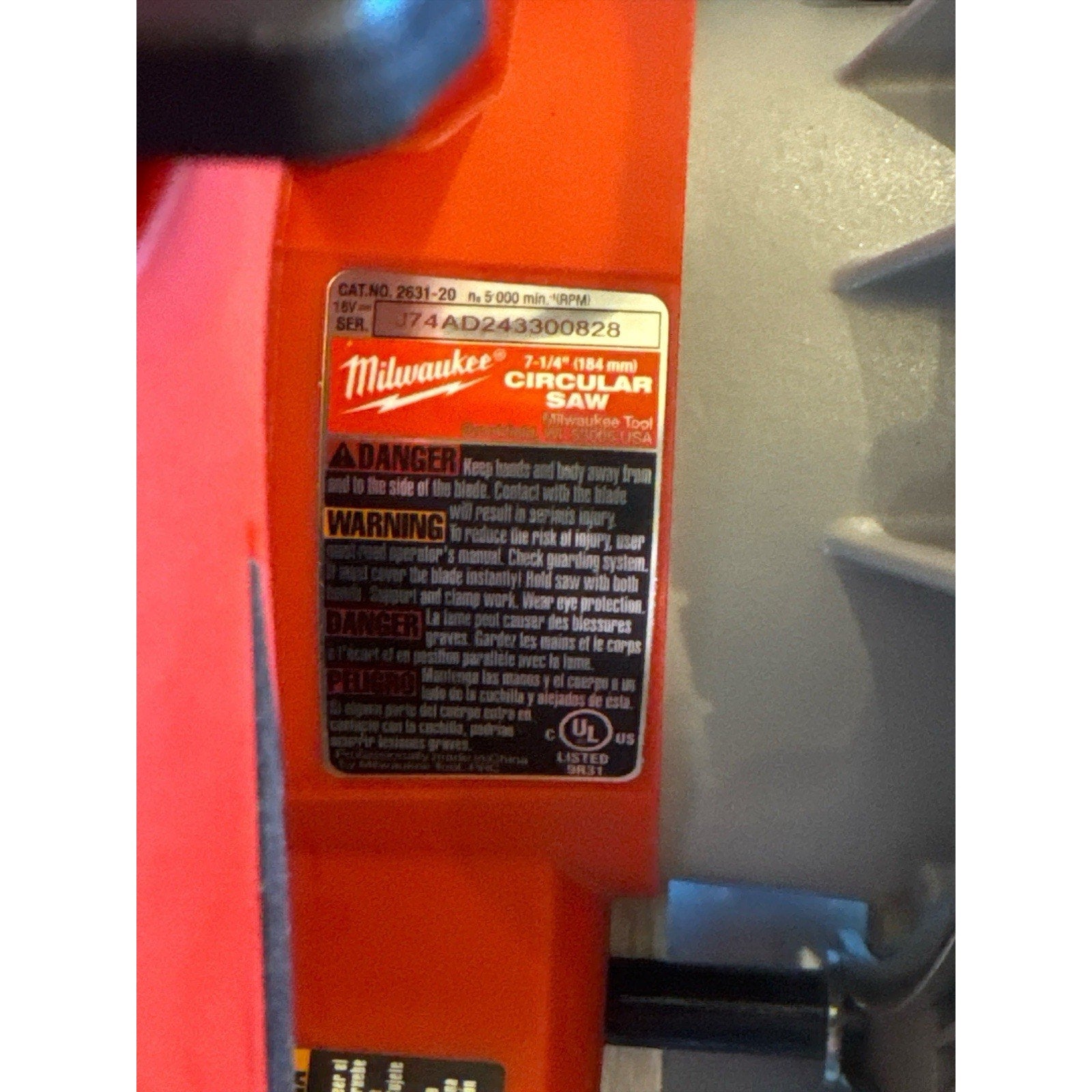 Milwaukee 263120 Circular Saw, Battery, Charger, Blade, Bag. See Description.