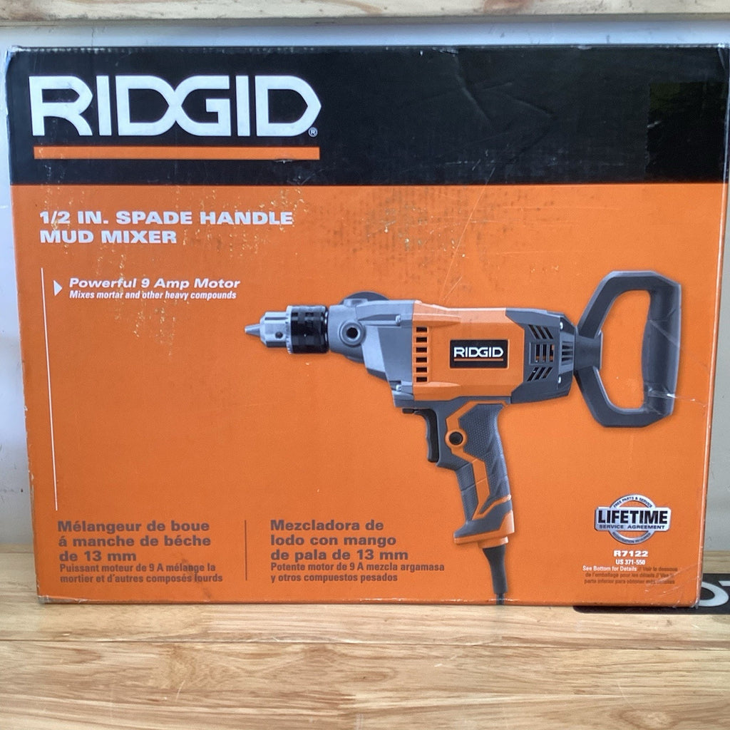 NEW OPEN BOX RIDGID R7122 1/2 inch Spade Handle Mud Mixer
