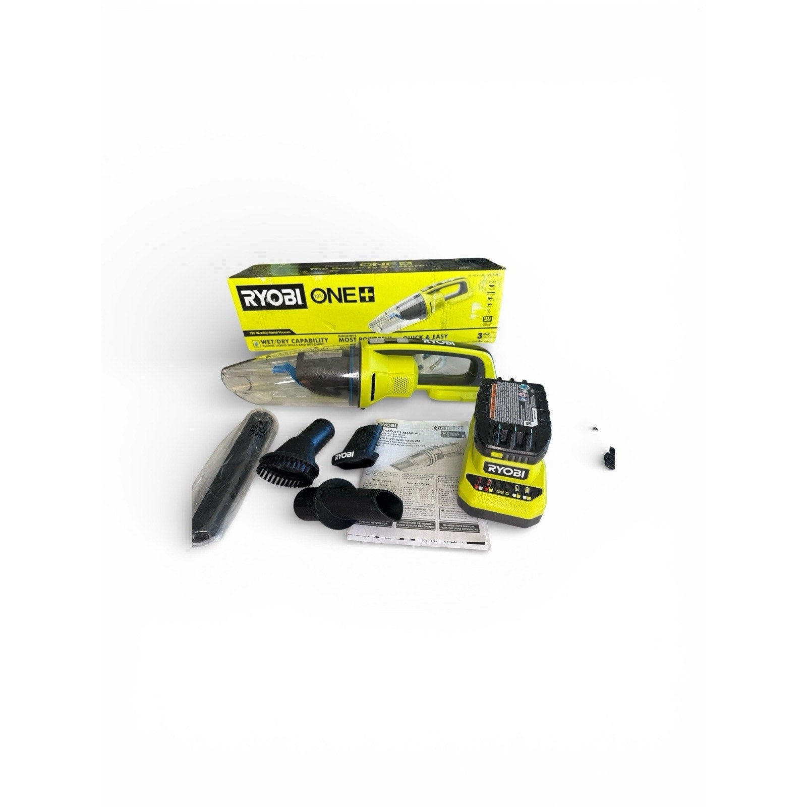 Ryobi ONE+ 18V Cordless Wet/Dry Hand Vacuum - (PCL702B) Batt+Chrg Included