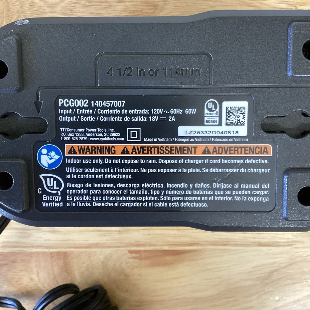 Ryobi PCG002 18V ONE+ Lithium-Ion FAST Battery Charger + 2Ah 18V Battery