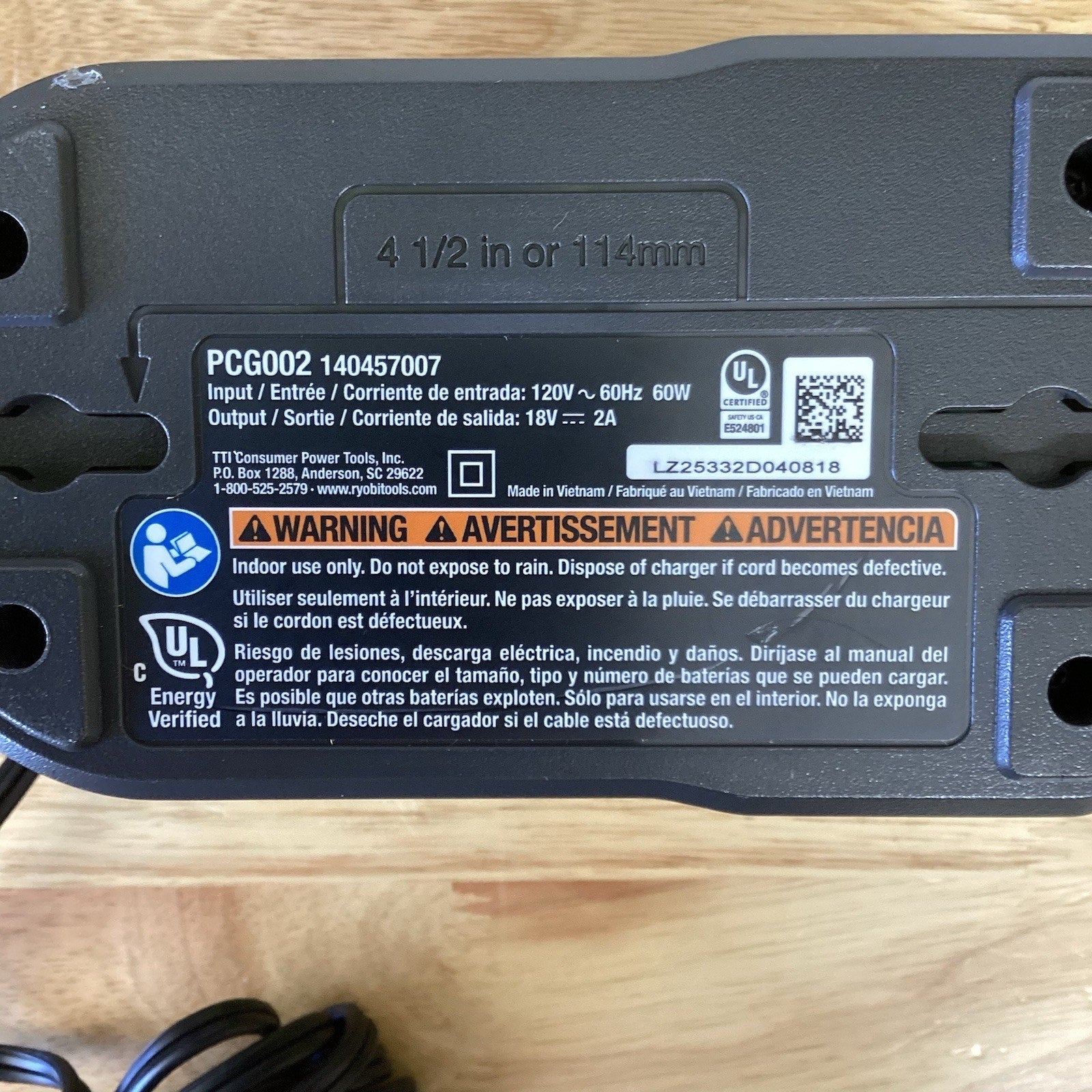 Ryobi PCG002 18V ONE+ Lithium-Ion FAST Battery Charger + 2Ah 18V Battery
