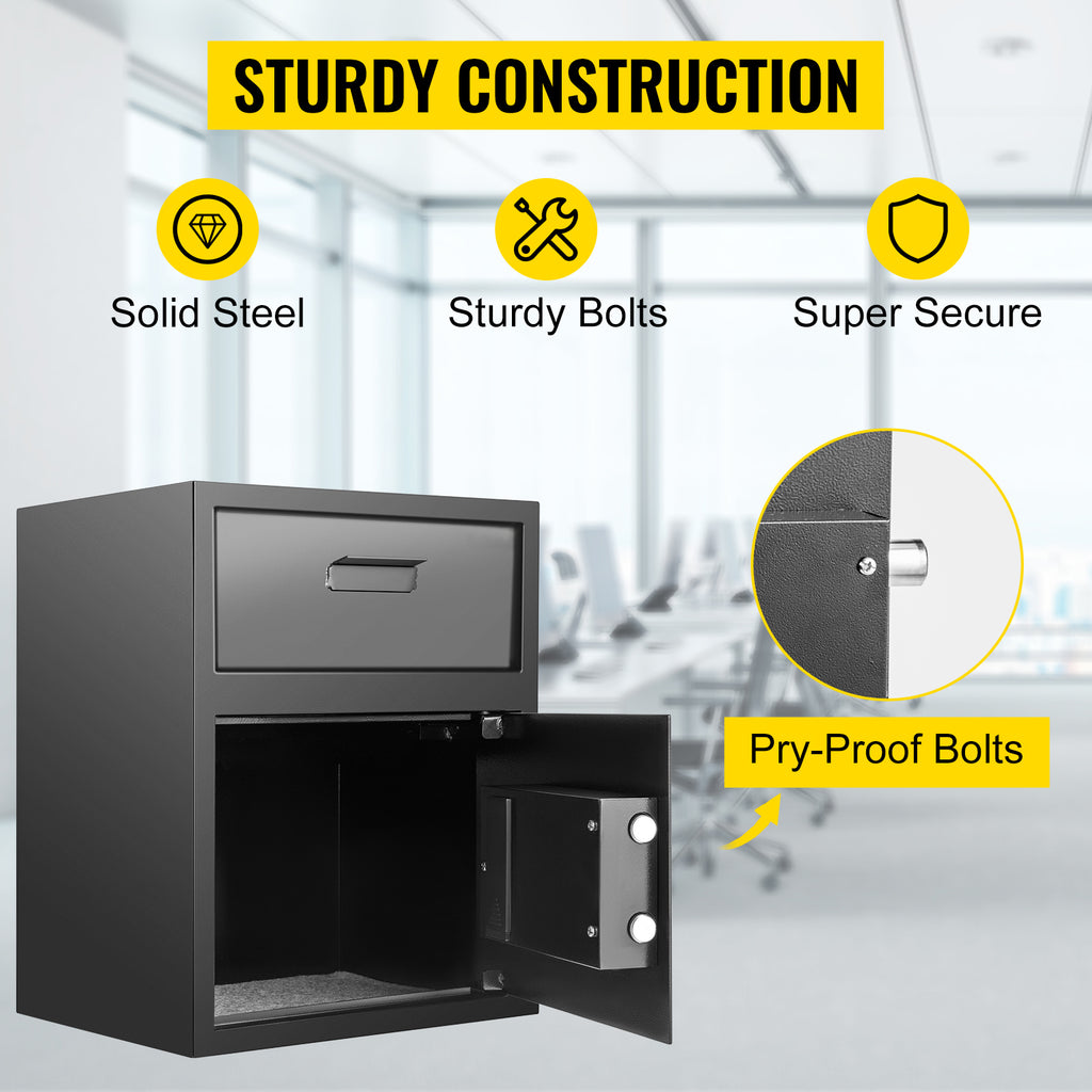 VEVOR Electronic Safe Deposit Box With Drop Slot Secret Hidden Piggy Bank Security Digital Access Two Keys for Store Money Guns