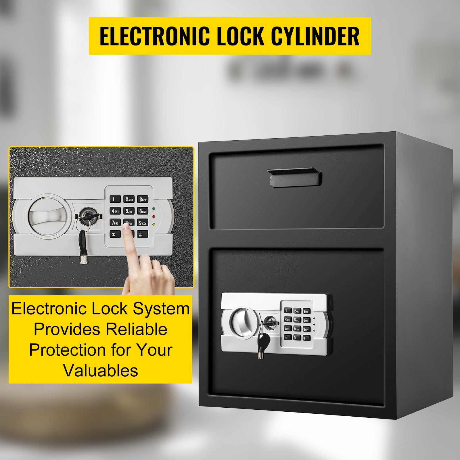 VEVOR Electronic Safe Deposit Box With Drop Slot Secret Hidden Piggy Bank Security Digital Access Two Keys for Store Money Guns