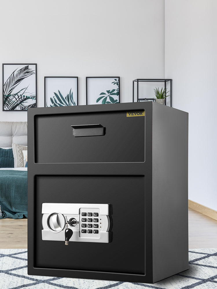 VEVOR Electronic Safe Deposit Box With Drop Slot Secret Hidden Piggy Bank Security Digital Access Two Keys for Store Money Guns
