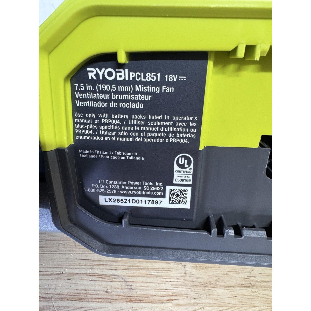 RYOBI ONE+ 18V Bucket Top Misting Fan Kit PCL851K Battery Charger OB