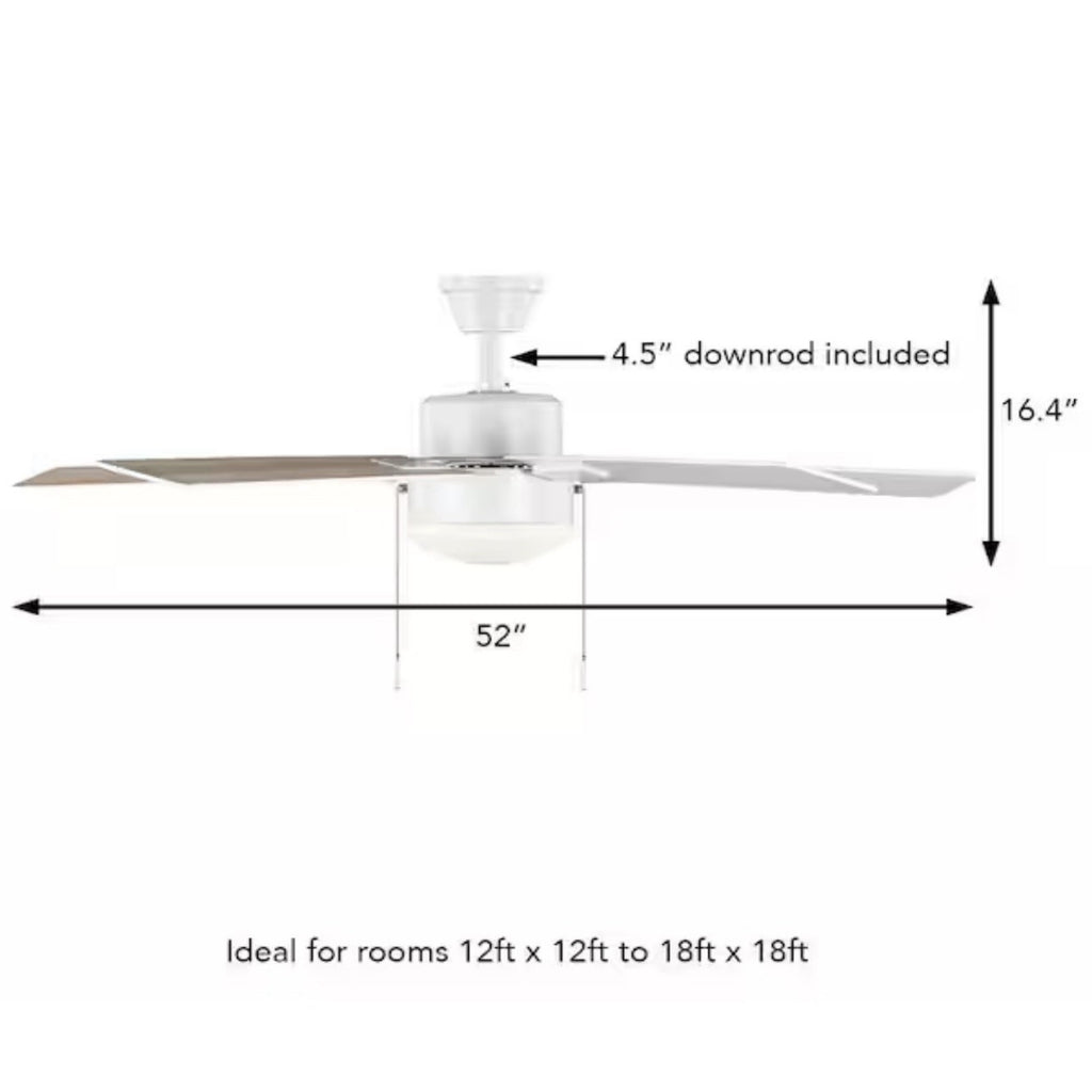 Hampton Bay 52 in Corwin Indoor/Outdoor Matte White LED Ceiling Fan w/ Light Kit