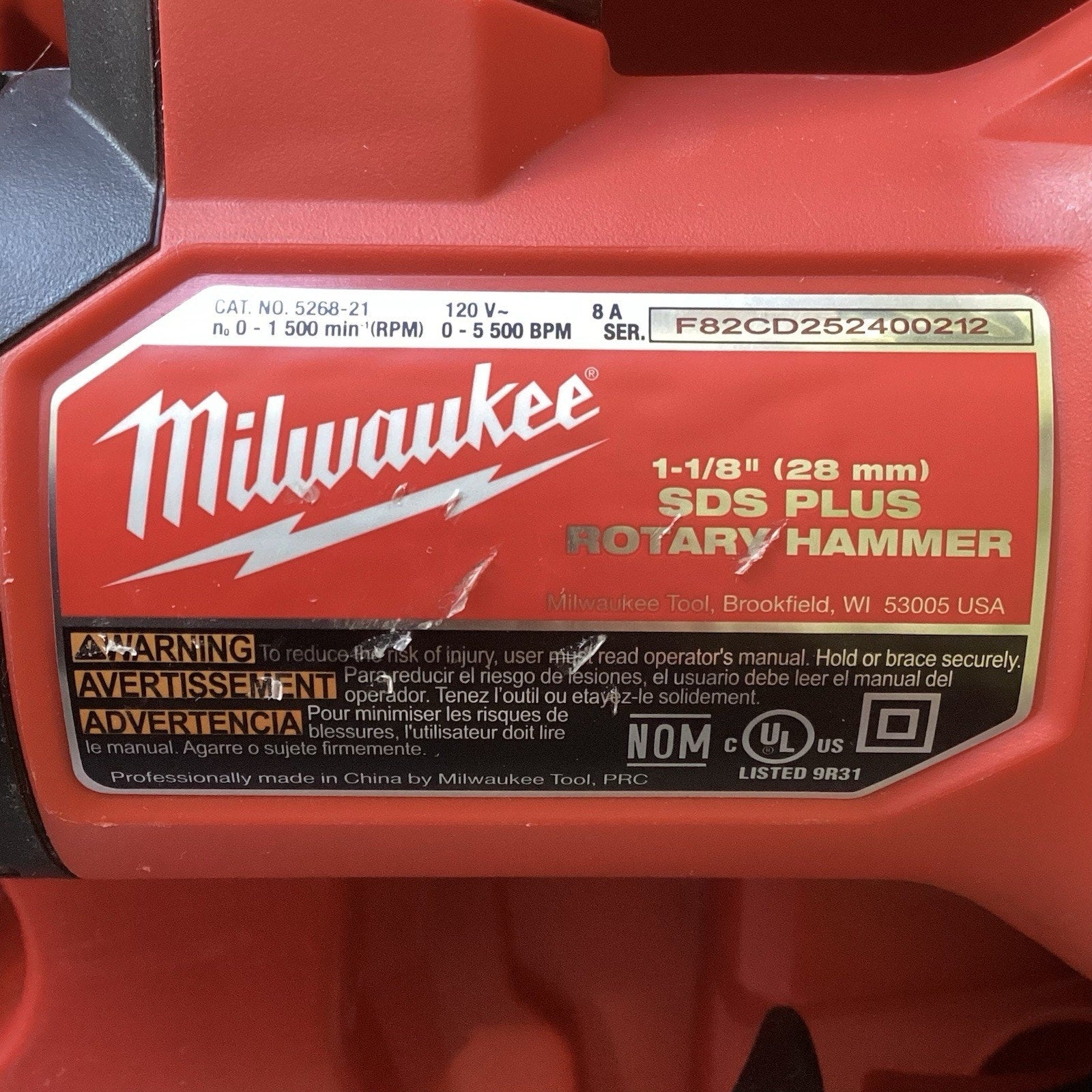 Milwaukee 5268-21 1-1/8" Corded Rotary Hammer Drill