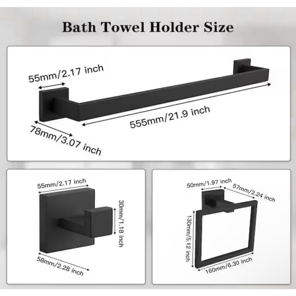 BWE 4-Piece Bath Hardware Set Black Bathroom Accessories