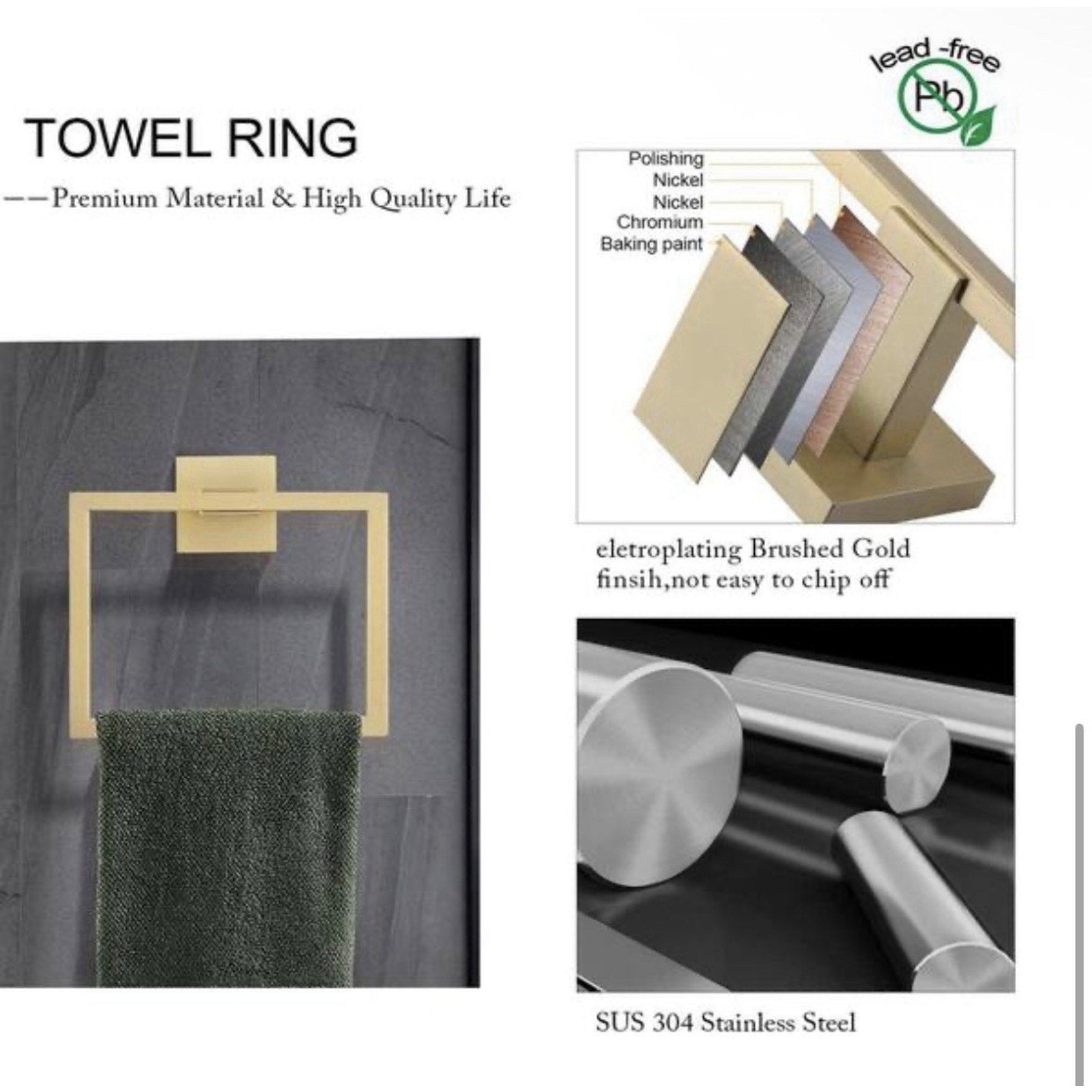 YSQCAR 10-Piece Bath Hardware Set with Towel Ring Toilet Paper Holder Towel Hook