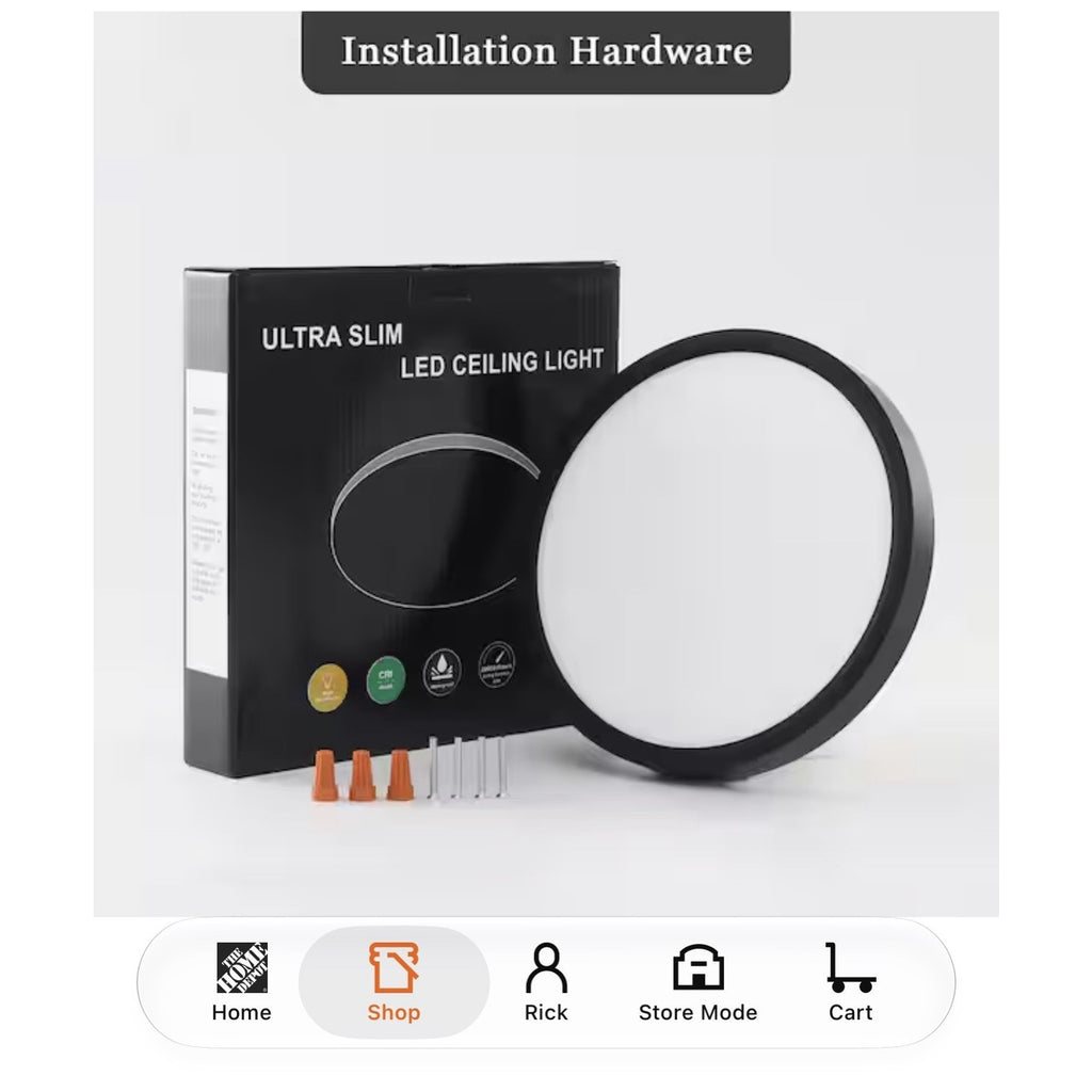 Lot of 6: 9in Ultra Slim LED Flush Mount Ceiling Lights Black OB