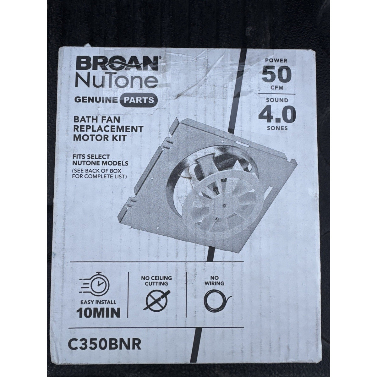 Broan NuTone C350BNR Bath Fan Replacement Motor Kit 50 CFM - Open Box