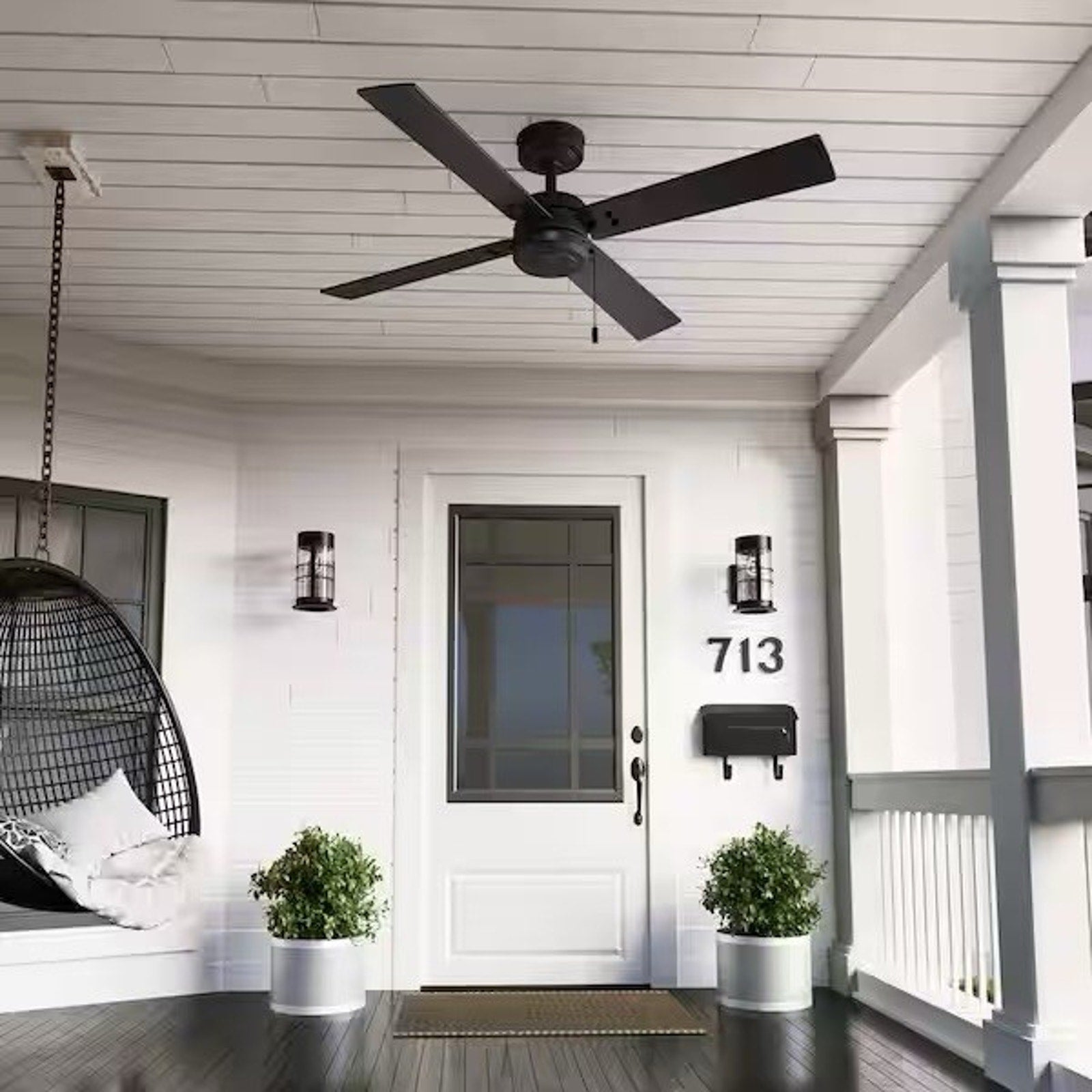 Hunter Midnight Prairie 52 in. Indoor/Outdoor Matte Black Ceiling Fan New