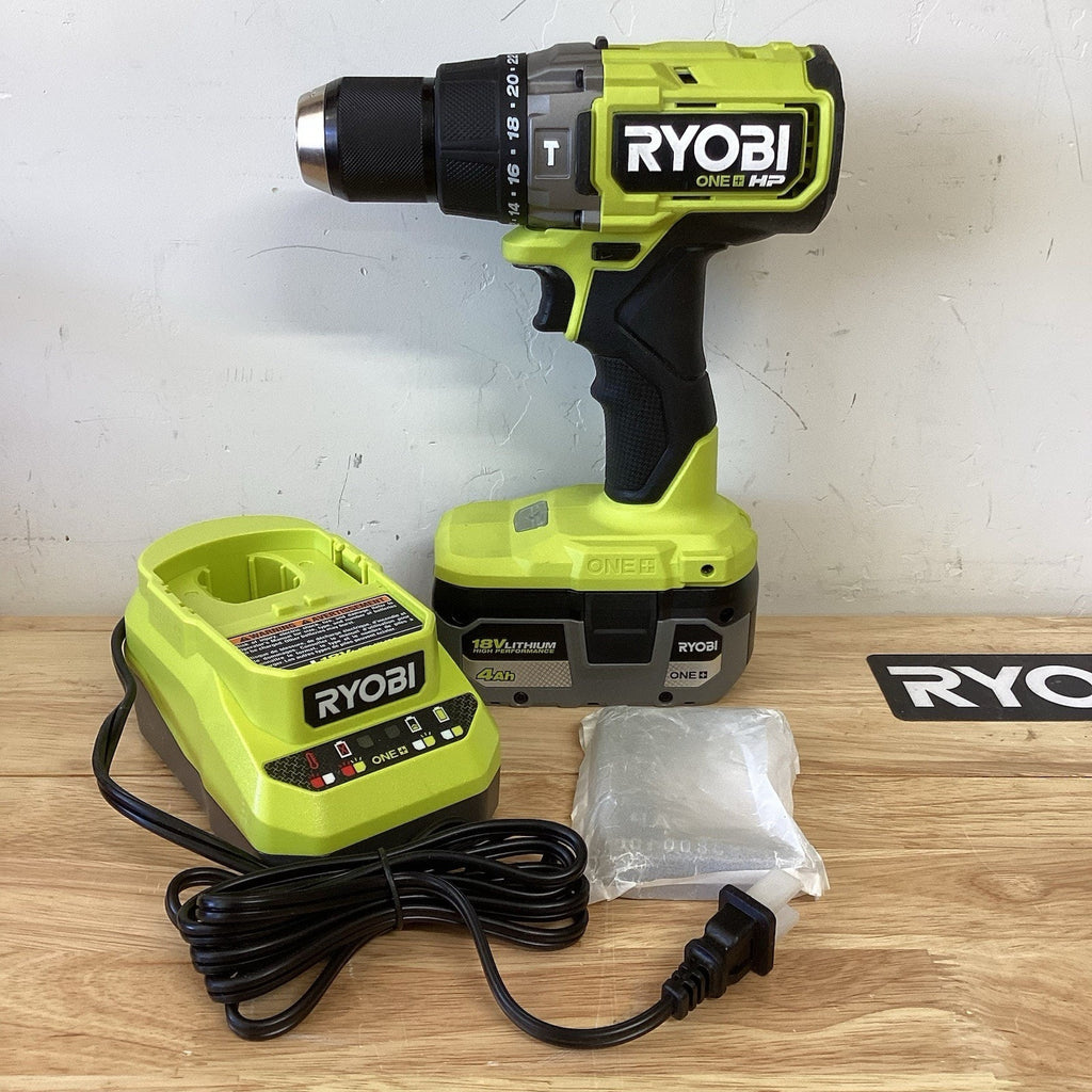 RYOBI ONE+ HP 18V Brushless 1/2 in Hammer Drill Kit w 4.0Ah Battery Charger