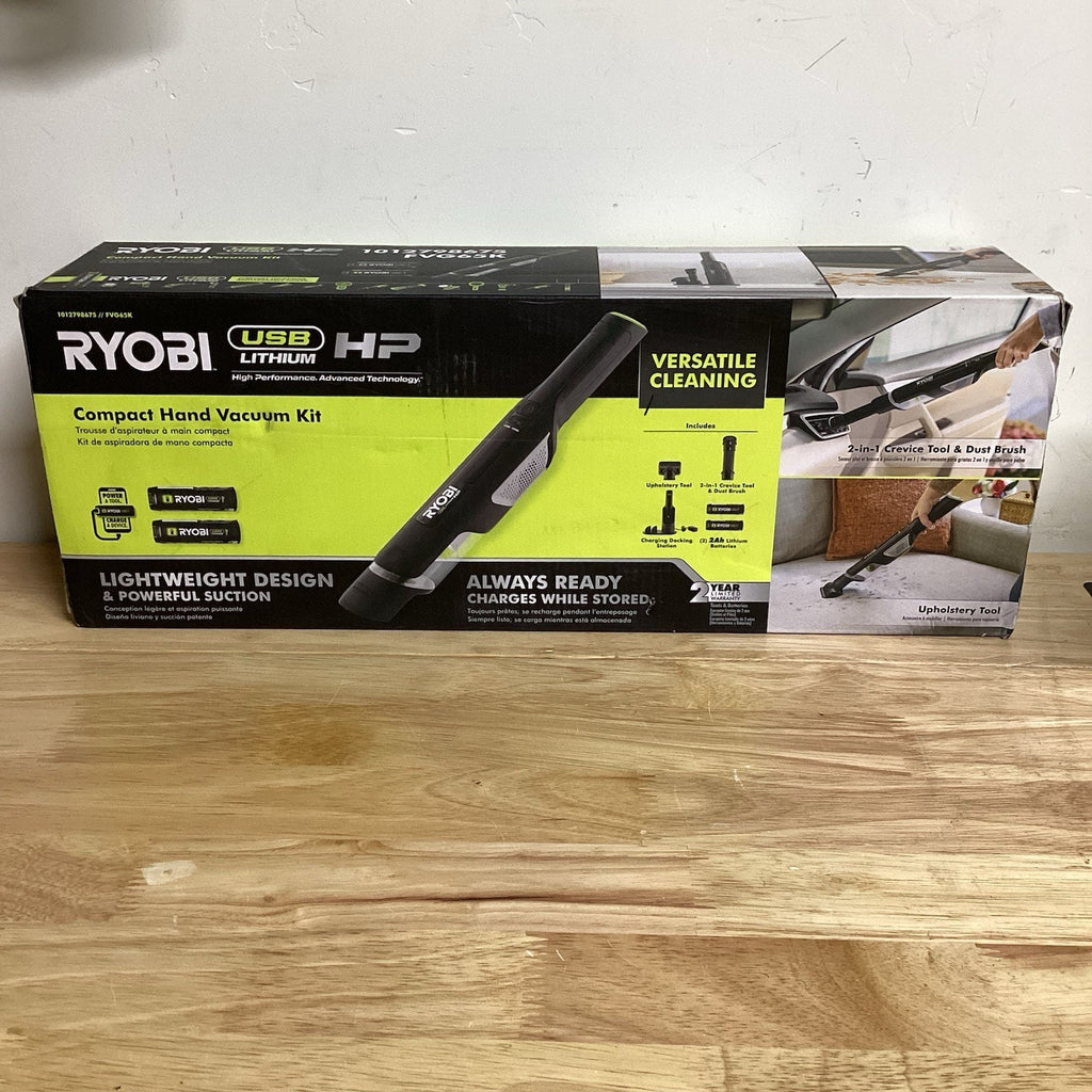 Ryobi USB Lithium HP Compact Hand Vacuum Kit w/2 USB Batteries FVG65K