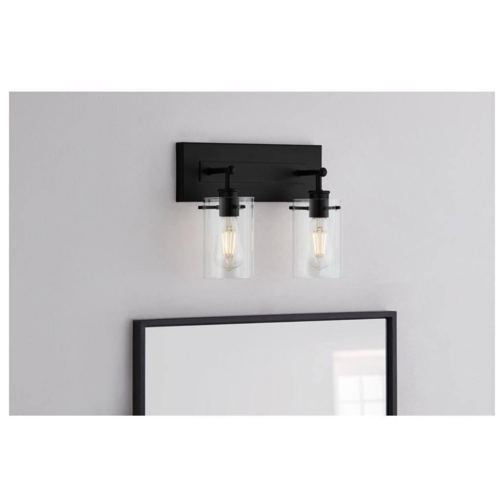 Hampton Bay DSHD19574V1 Regan 12.75 in 2-Light Matte Black Bathroom Vanity Light